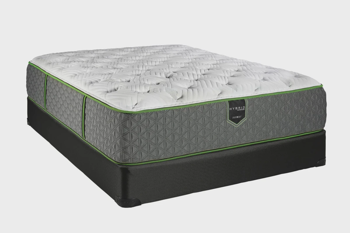 Cutaway showing the construction layers inside a Restonic ComfortCare Hybrid mattress