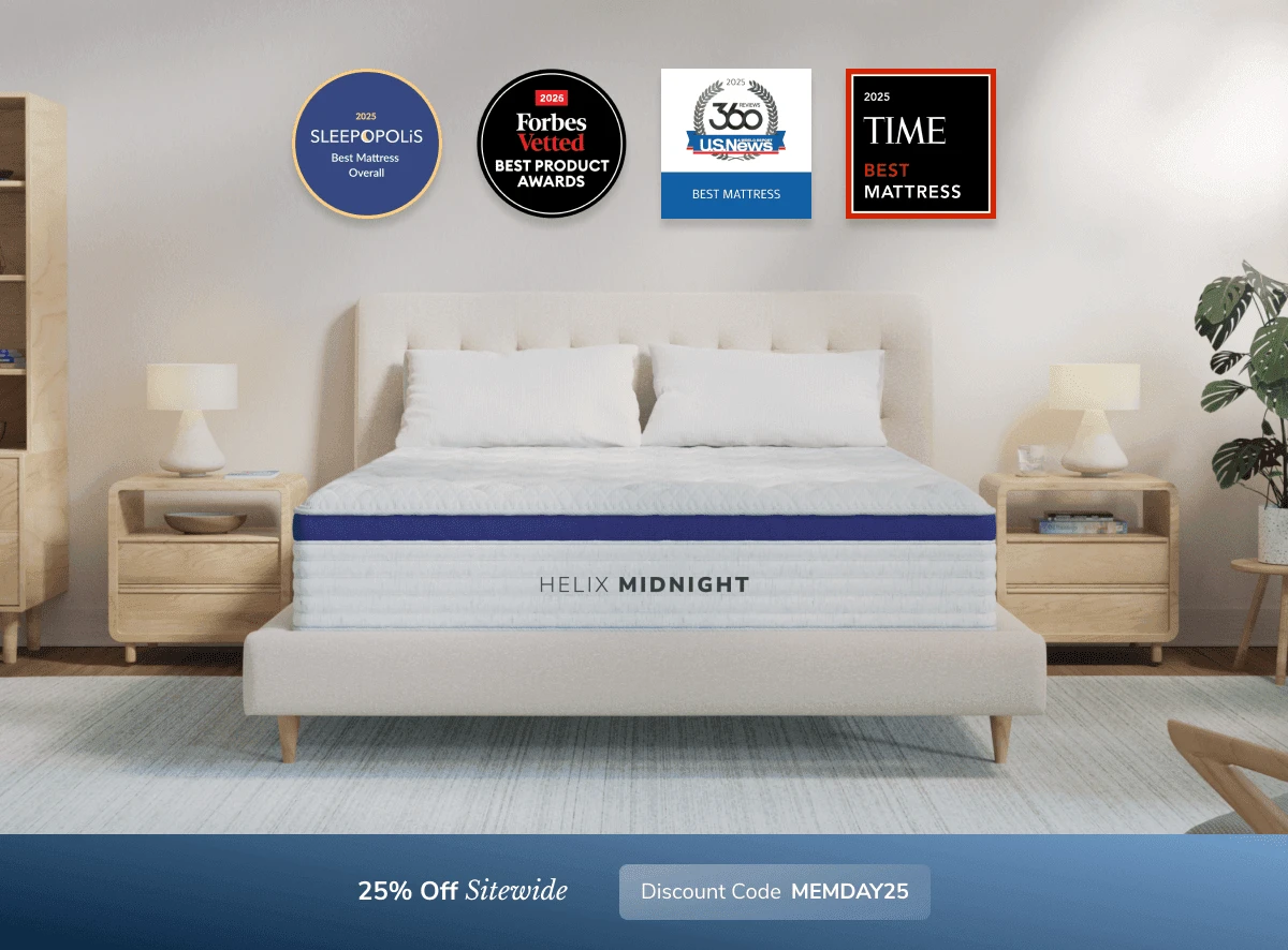 Helix Midnight mattress showing knit cover and pocket coil construction