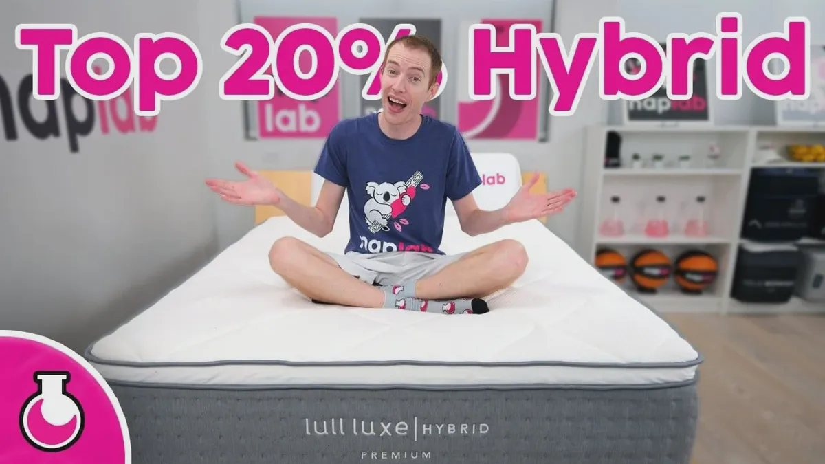 Lull Luxe Premium Hybrid mattress on a platform bed