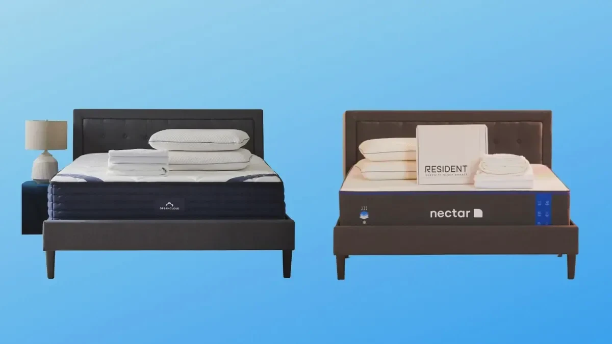 Nectar and DreamCloud mattresses stacked for comparison