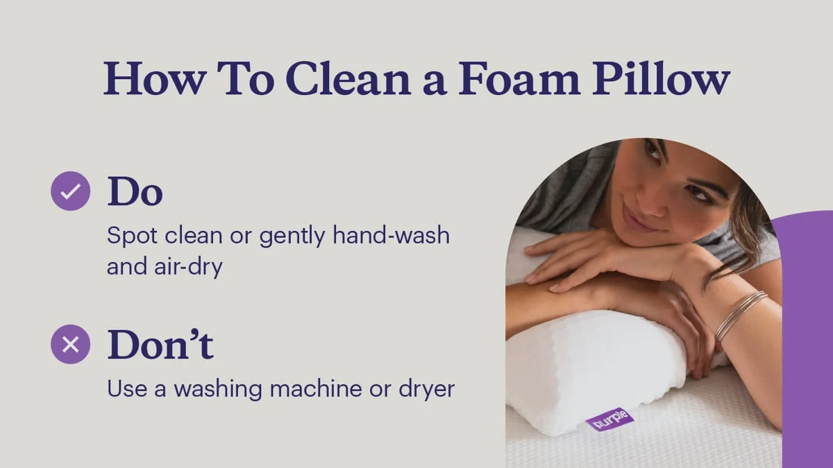 Spot-cleaning a memory foam pillow with a damp cloth