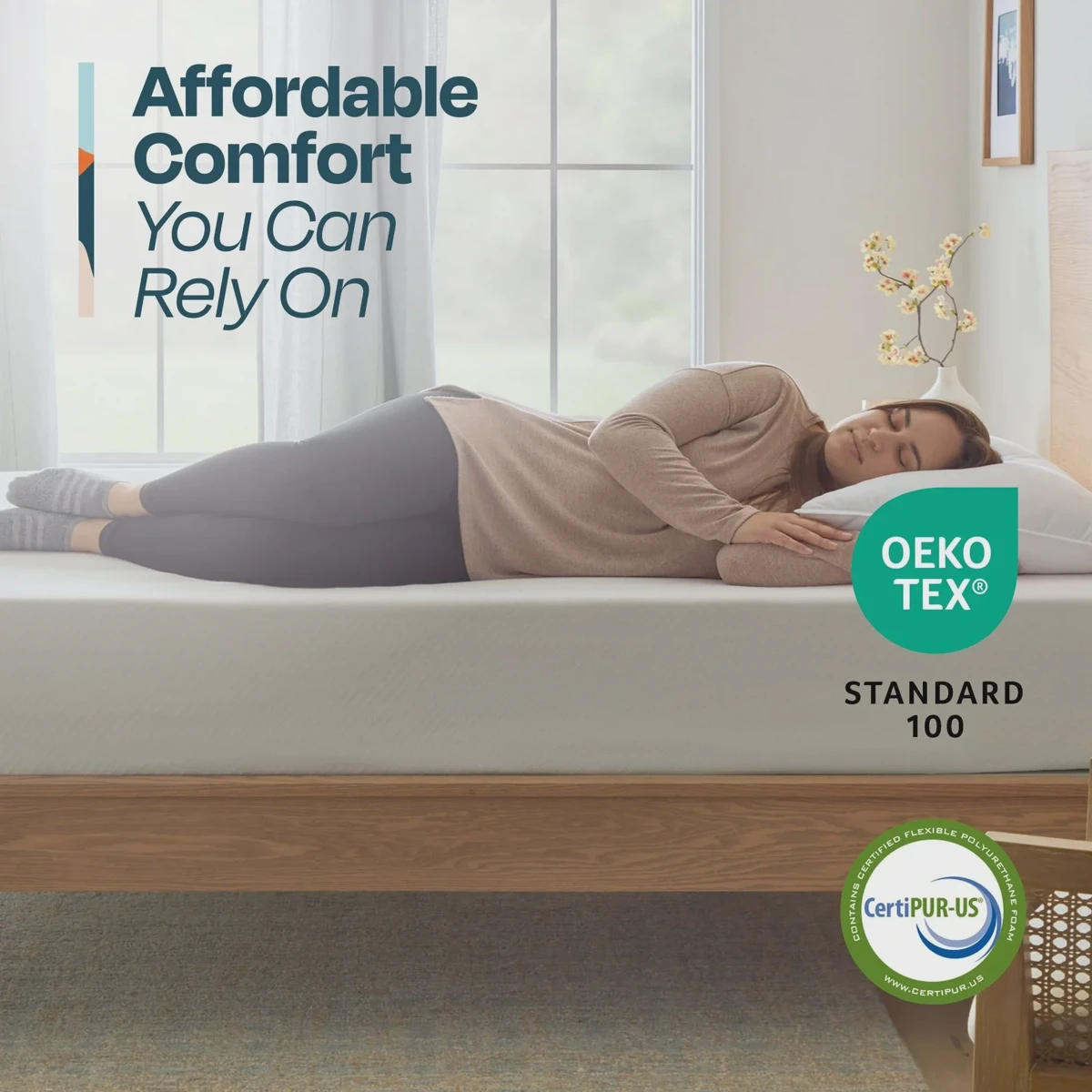 Linenspa 10-inch Gel Memory Foam Mattress side view