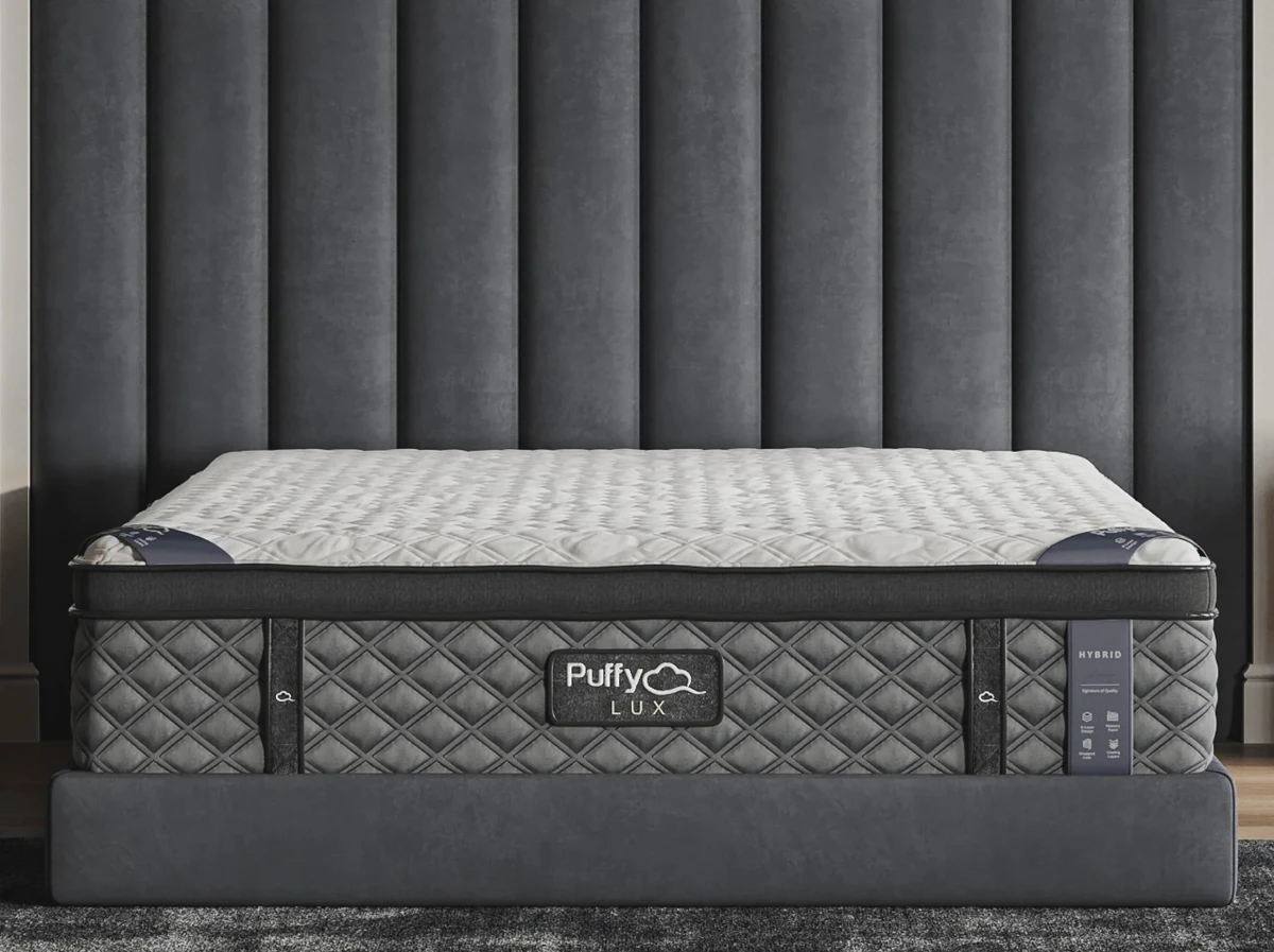 Puffy Lux Hybrid mattress in a bedroom