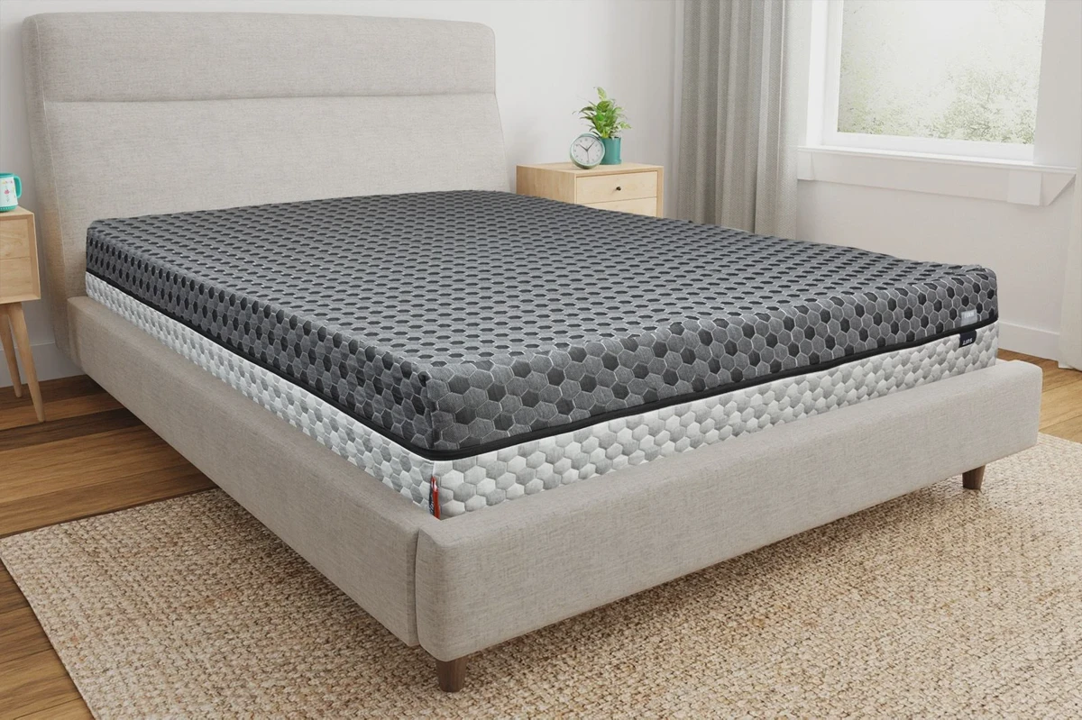 Layla mattress firm side, corner angle showing layered foam construction