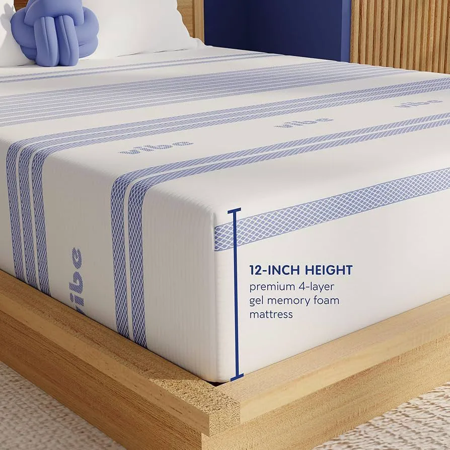 Cutaway view of Vibe mattress showing memory foam and support layers under the cover