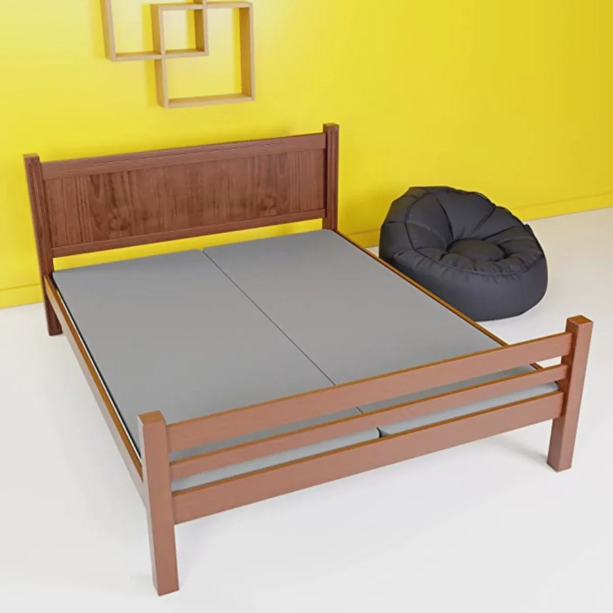 Bunkie board on a bed frame as a low-profile alternative to a box spring