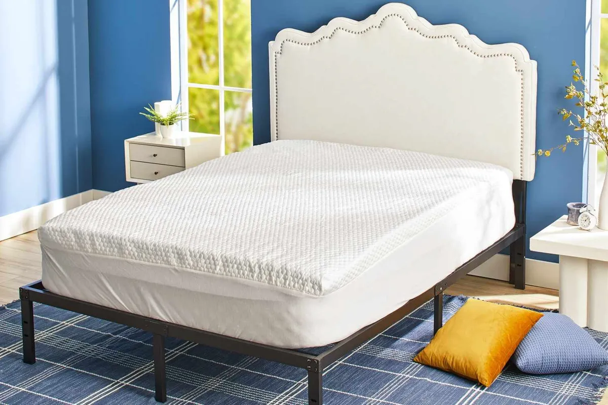 Cooling gel memory foam mattress topper close-up showing surface texture