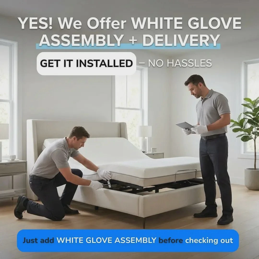 White glove mattress delivery crew assembling a bed