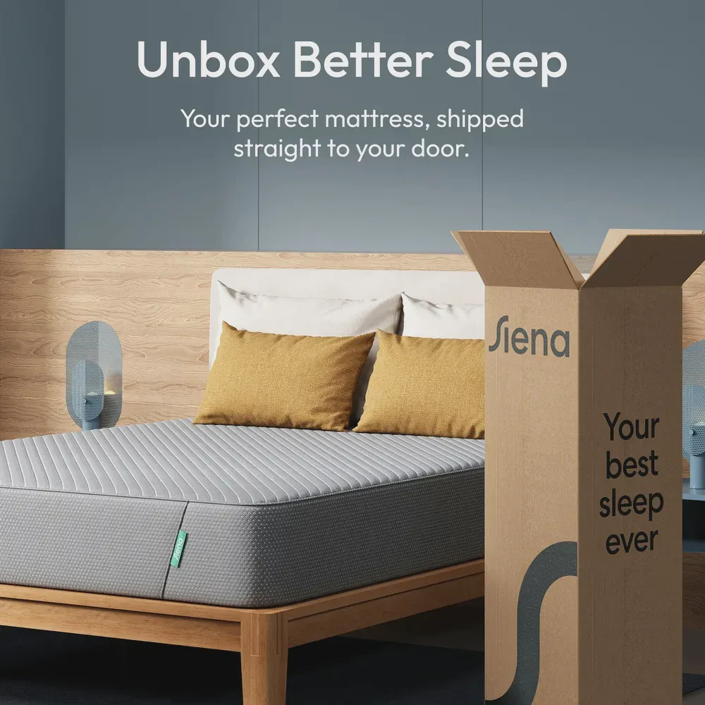 Siena memory foam mattress styled in a modern bedroom