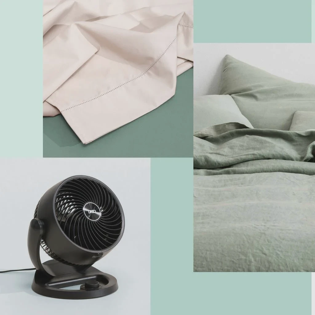 Editorial product test layout of cooling blankets and comforters