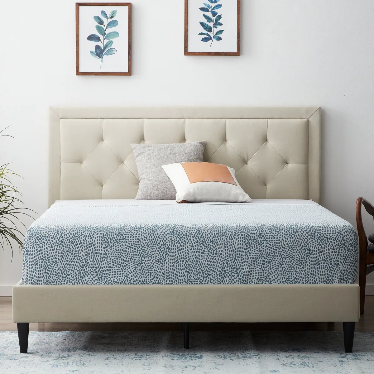 Lucid memory foam mattress on a bed frame in a bedroom setting