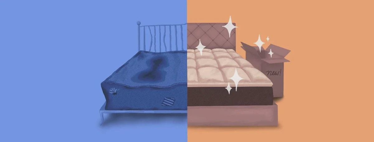 Person on a new mattress in a bright bedroom