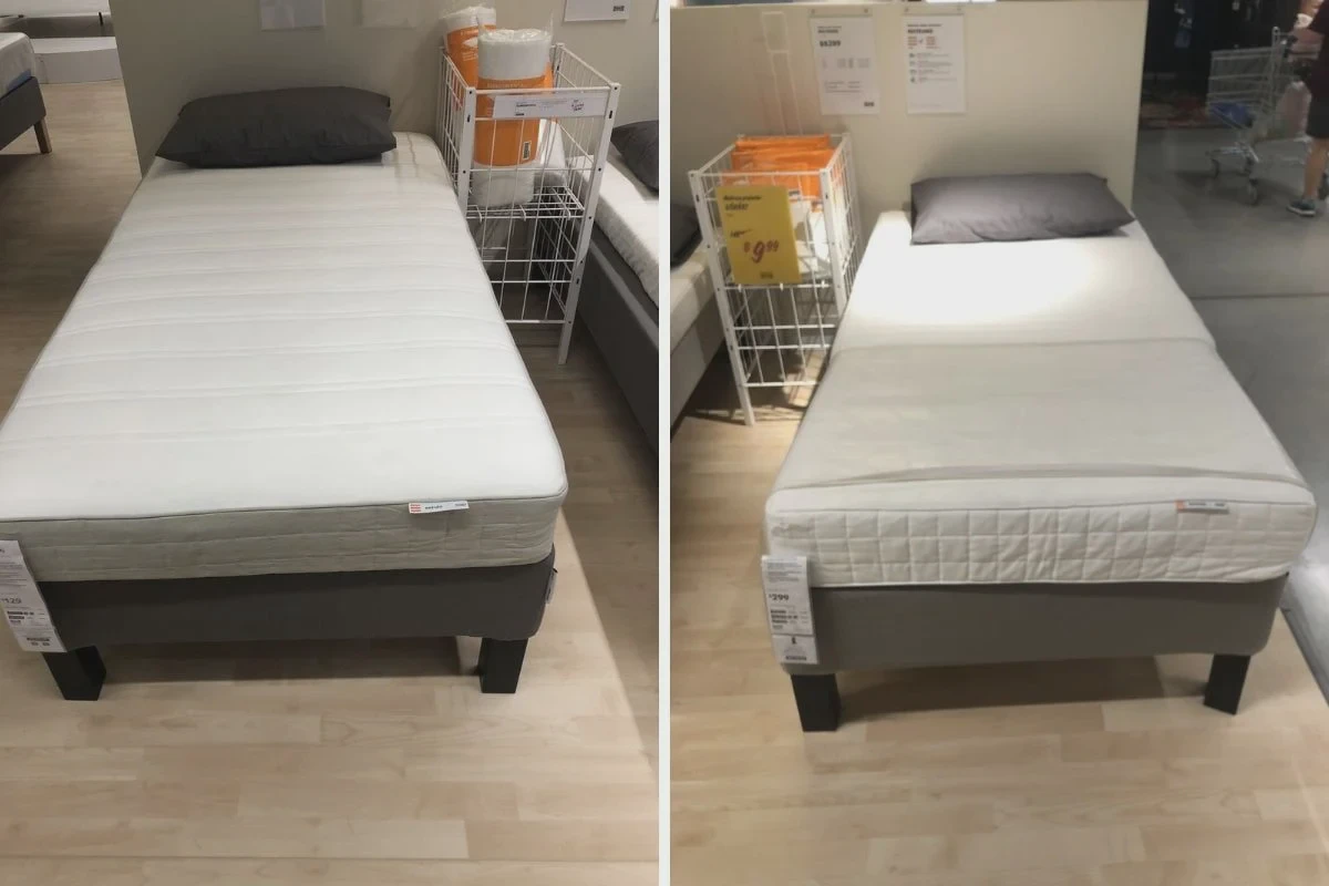 IKEA mattress on display in a showroom