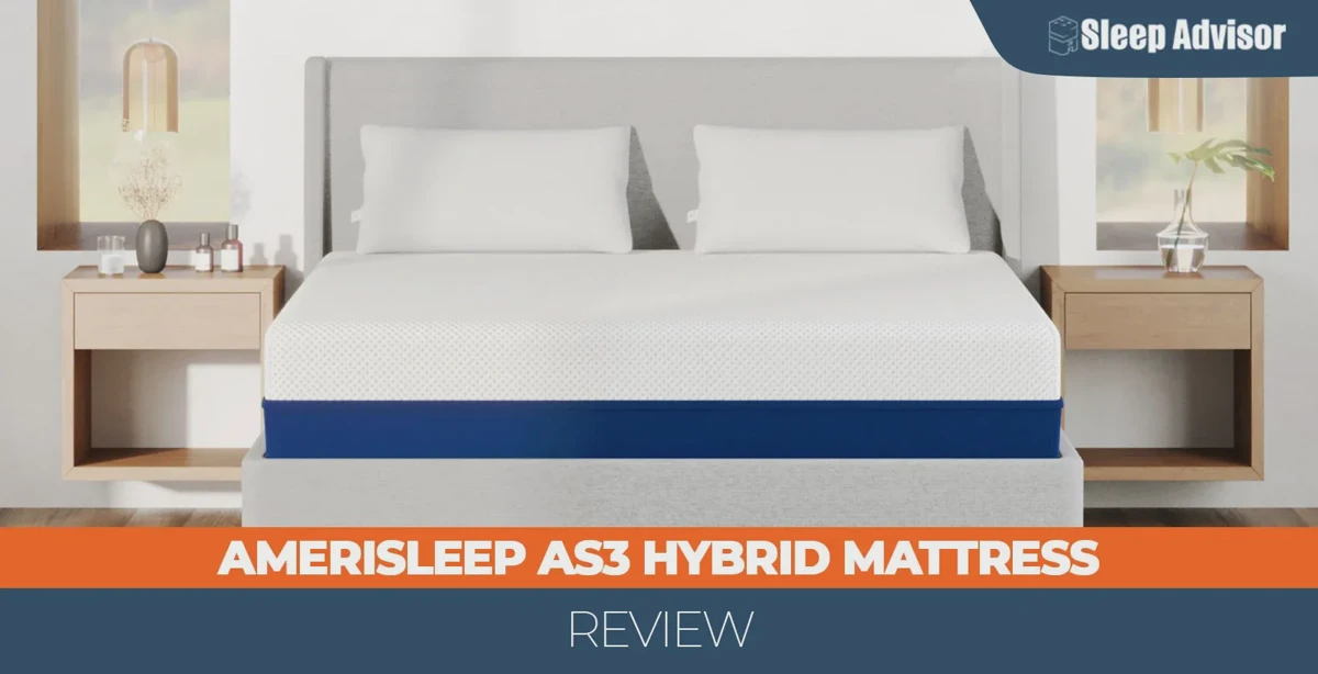 Amerisleep AS3 hybrid mattress on a platform bed