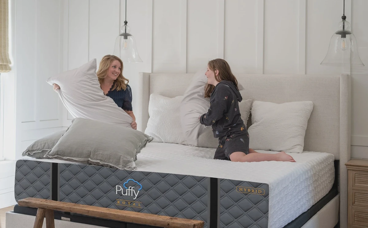 Puffy Royal Hybrid mattress in a styled bedroom