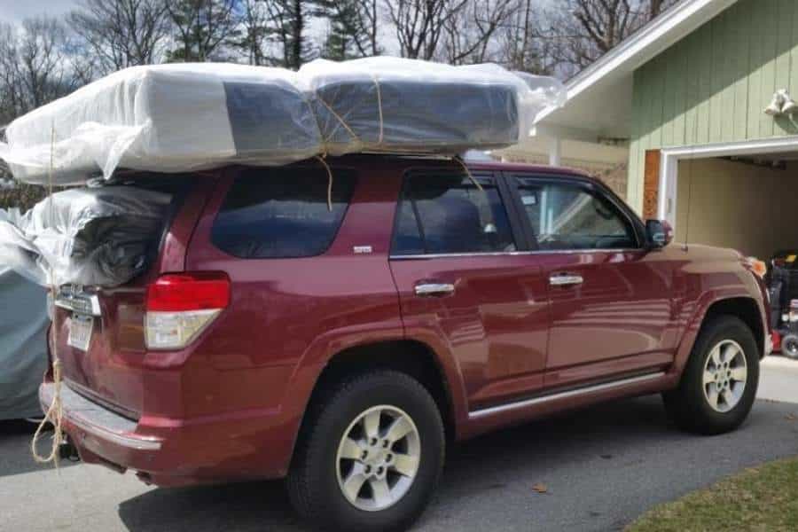 How To Tie Box Spring To Roof Rack - Tarp